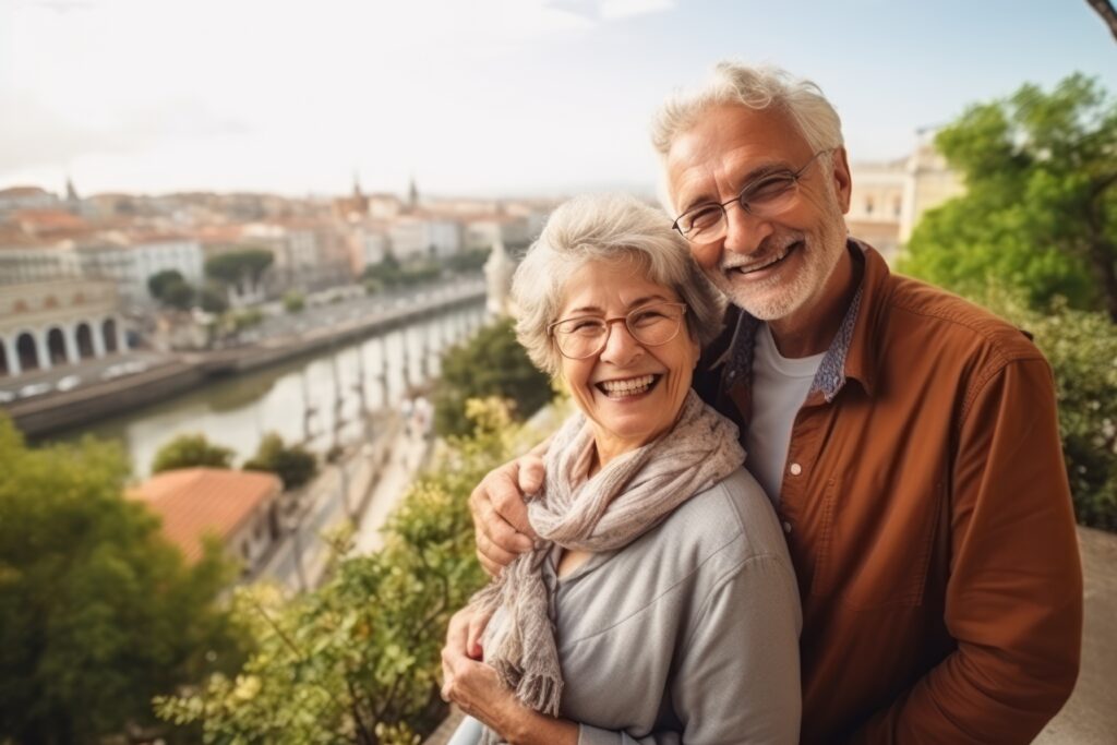 Happy old couple